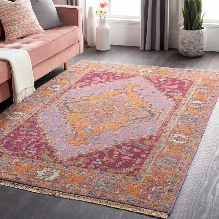 Hand-Knotted Light Blue Wool Floral Motif Area Rug