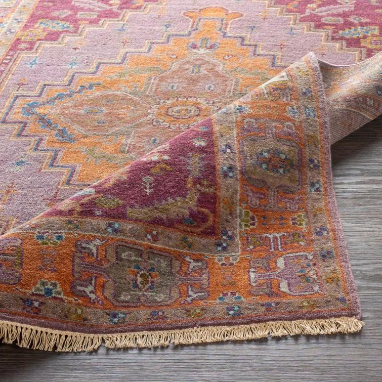 Hand-Knotted Light Blue Wool Floral Motif Area Rug