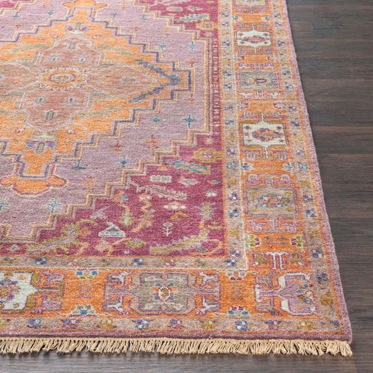 Hand-Knotted Light Blue Wool Floral Motif Area Rug