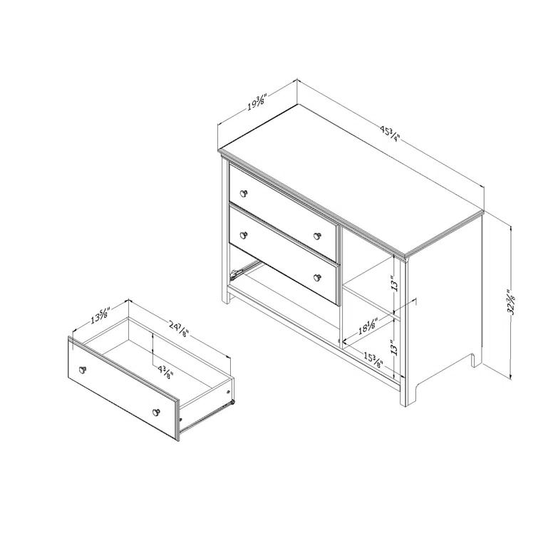 Cotton Candy 3-Drawer Dresser with Storage Baskets