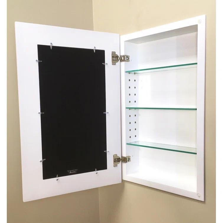 W H Recessed Framed Medicine Cabinet Mirror 3 Adjustable