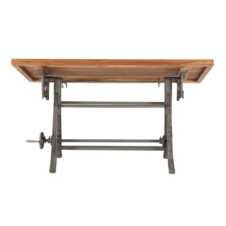 Williston Forge Hackett Adjustable Solid Wood Top Metal Base Drafting Table