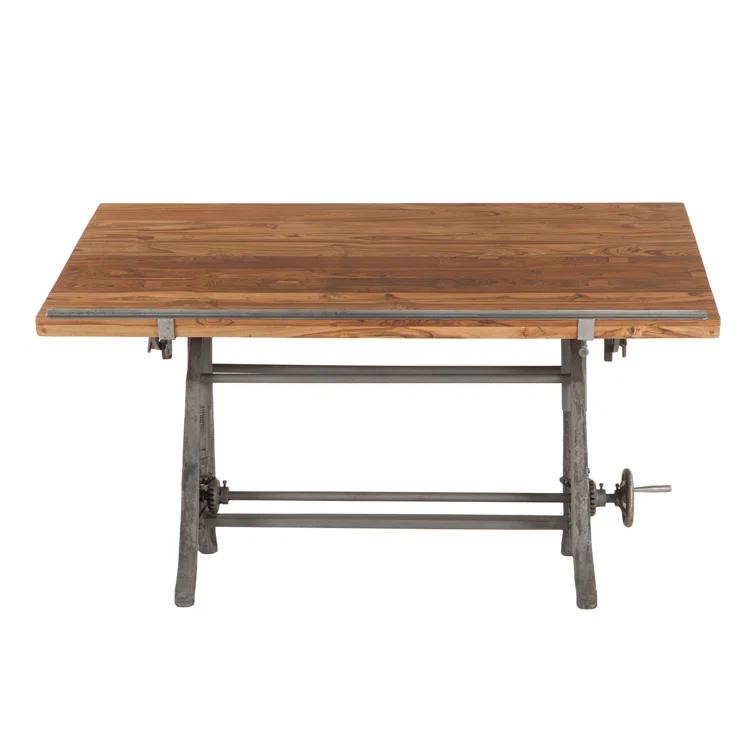 Williston Forge Hackett Adjustable Solid Wood Top Metal Base Drafting Table