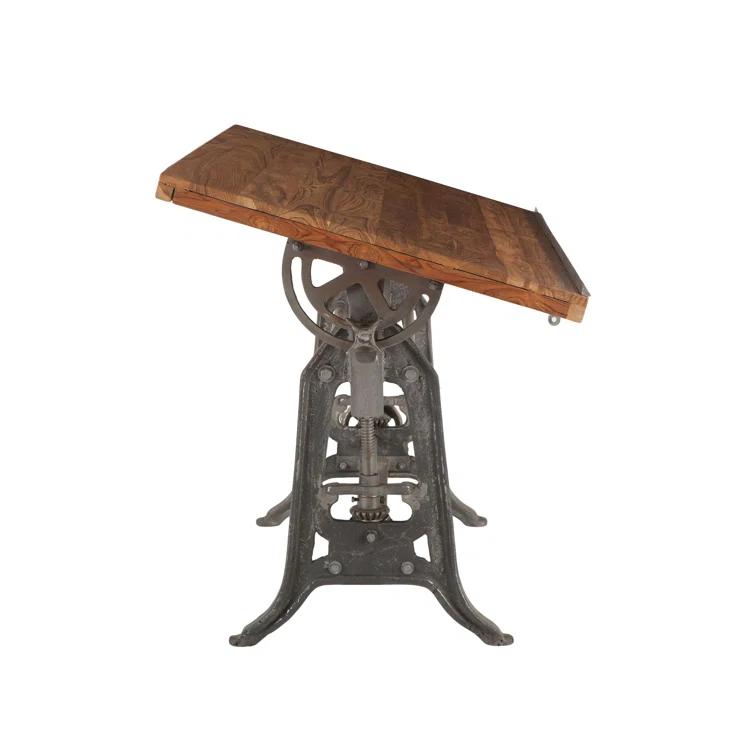 Williston Forge Hackett Adjustable Solid Wood Top Metal Base Drafting Table