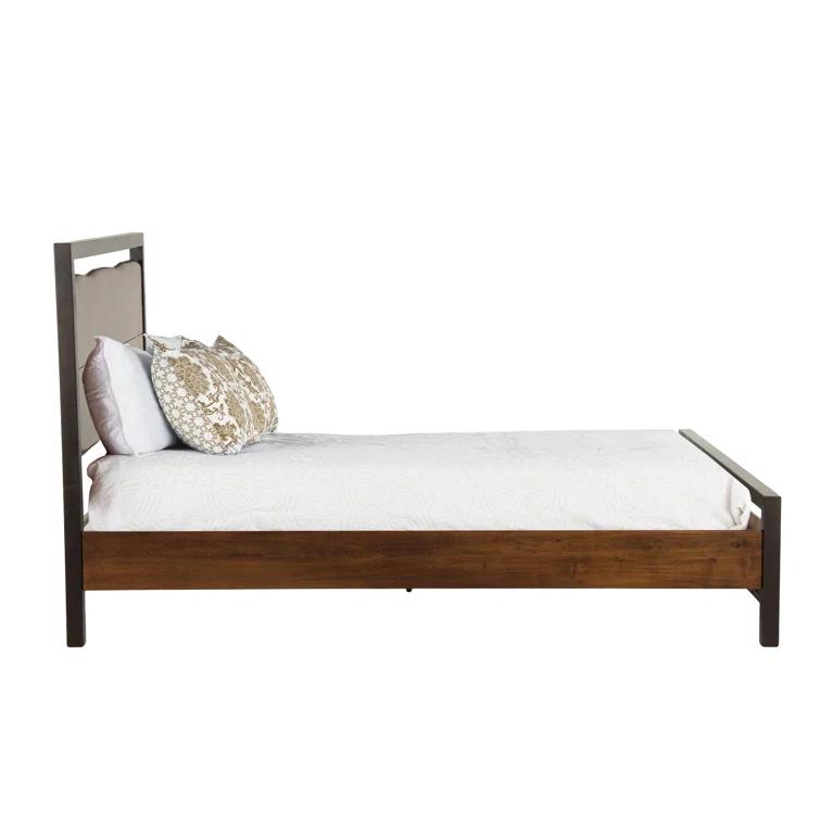 Transitional Glenwood Queen Bed with Walnut Finish and Metal Frame