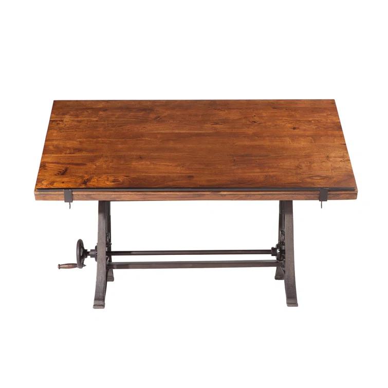 Williston Forge Hackett Adjustable Solid Wood Top Metal Base Drafting Table