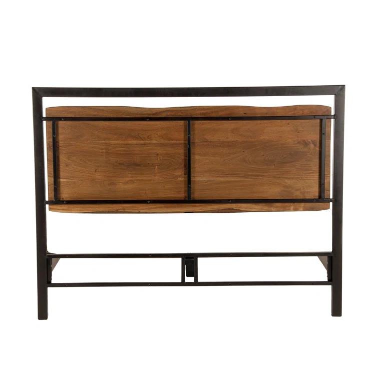 Transitional Glenwood Queen Bed with Walnut Finish and Metal Frame