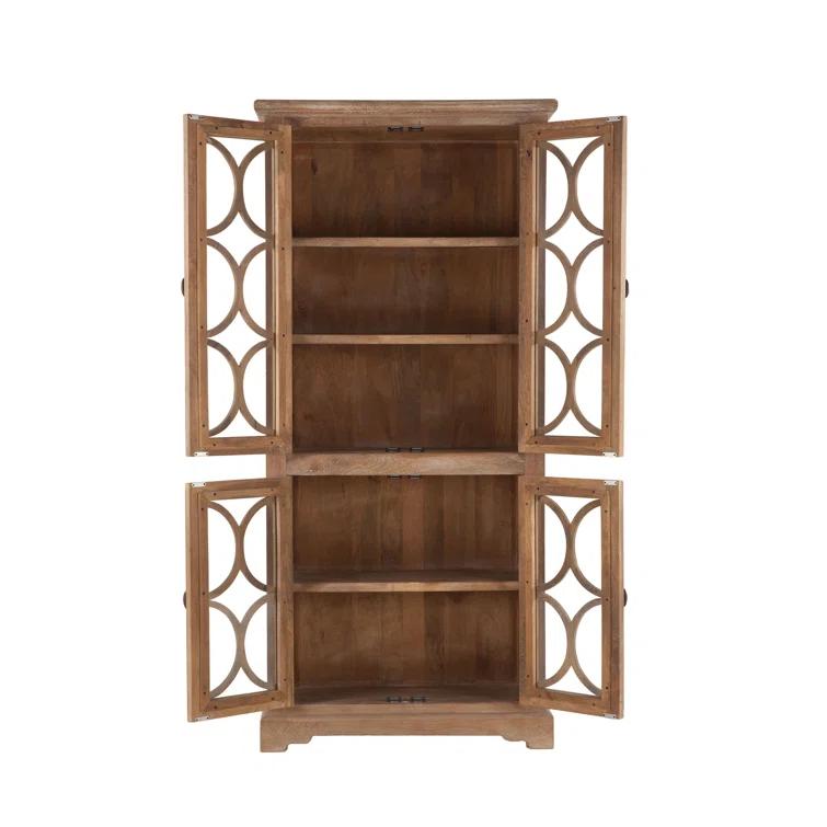 World Interiors Pengrove 38" Mango Wood/Glass Cabinet in Light Brown