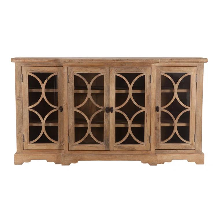 Pengrove Rustic Brown 75'' Mango Wood Sideboard with Glass Doors