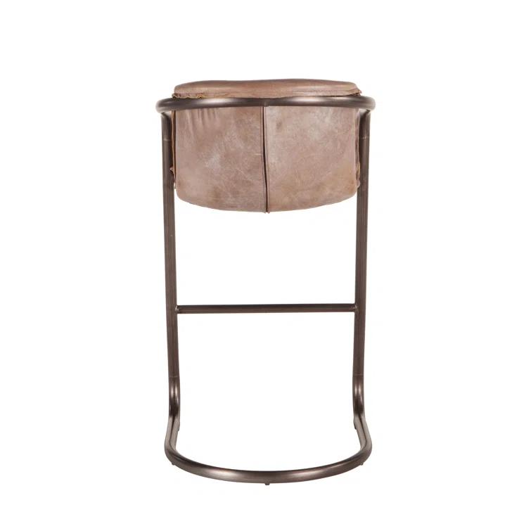 Chiavari Distressed Jet Brown Leather Counter Chair Duo