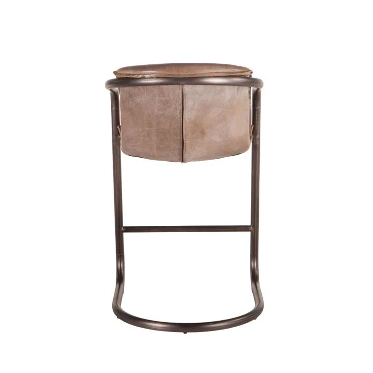 Chiavari Distressed Jet Brown Leather Counter Chair Duo