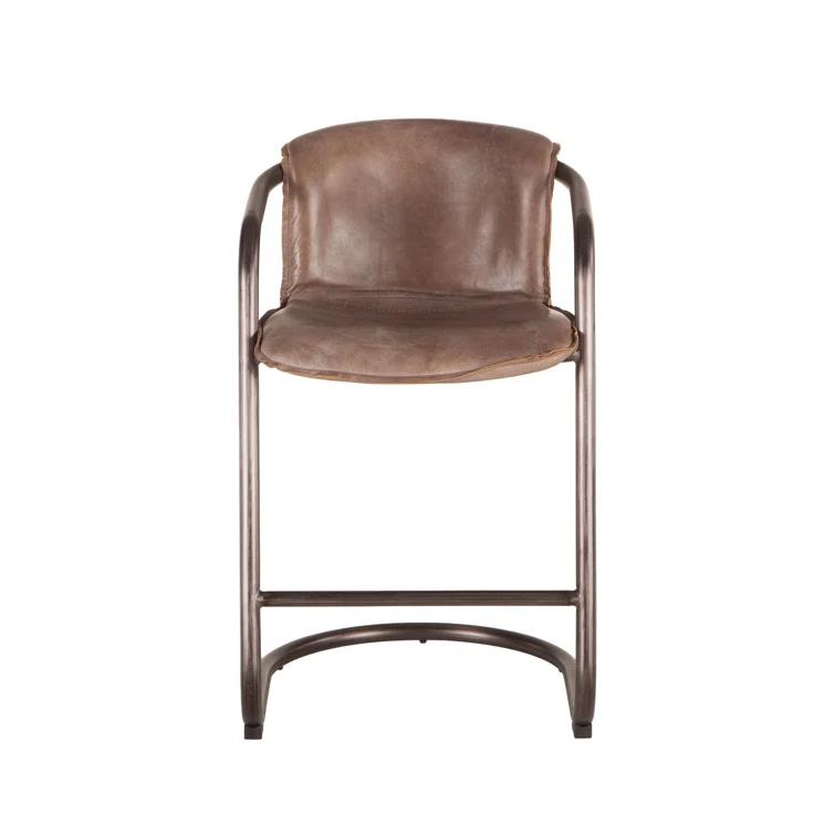 Chiavari Distressed Jet Brown Leather Counter Chair Duo
