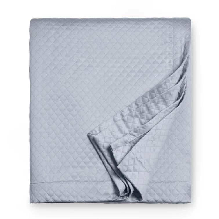 Timeless Diamond Piqué Matelassé Cotton Coverlet in Tin