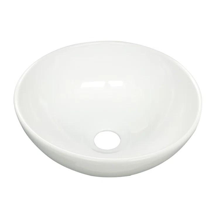 White Round Above Counter Bathroom Sink Ceramic Vanity Vessel Sink