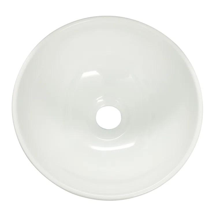 White Round Above Counter Bathroom Sink Ceramic Vanity Vessel Sink