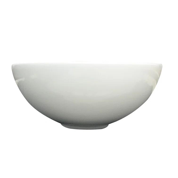 White Round Above Counter Bathroom Sink Ceramic Vanity Vessel Sink