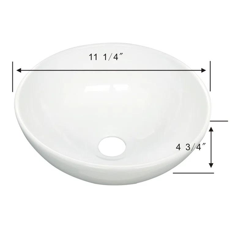 White Round Above Counter Bathroom Sink Ceramic Vanity Vessel Sink