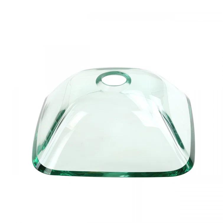 Square Glass Bathroom Vessel Sink with Drain Mini Bath Bowl