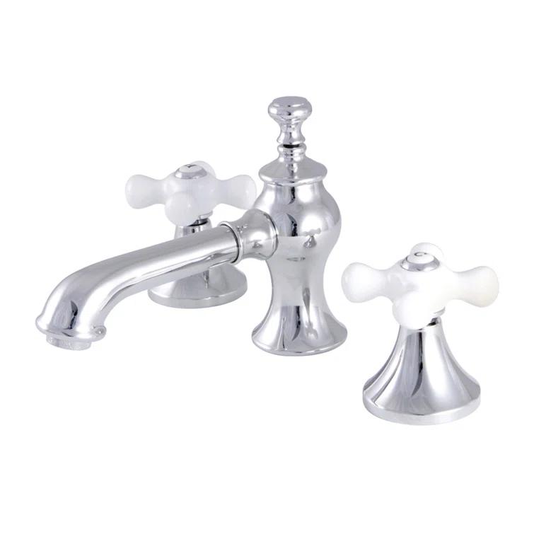 Kingston Brass KC7061PX Kingston Brass Vintage Two-Handle 3-Hole Deck Mount Widespread Bathroom Faucet with Brass Pop-Up Drain