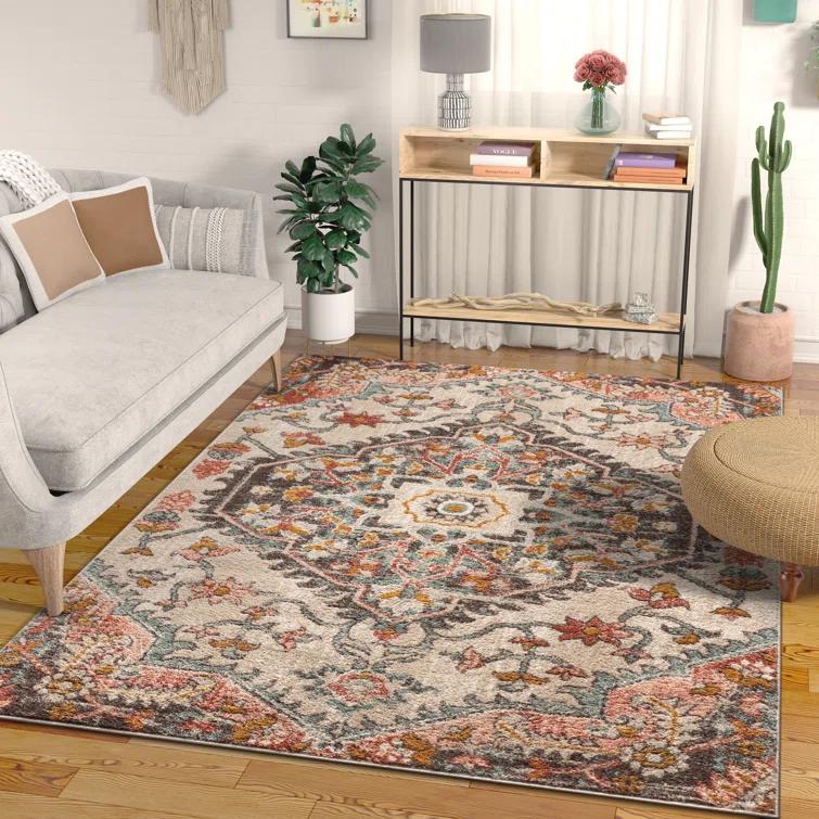 Espey Gwendolyn Blush Bohemian Oriental Medallion Rug