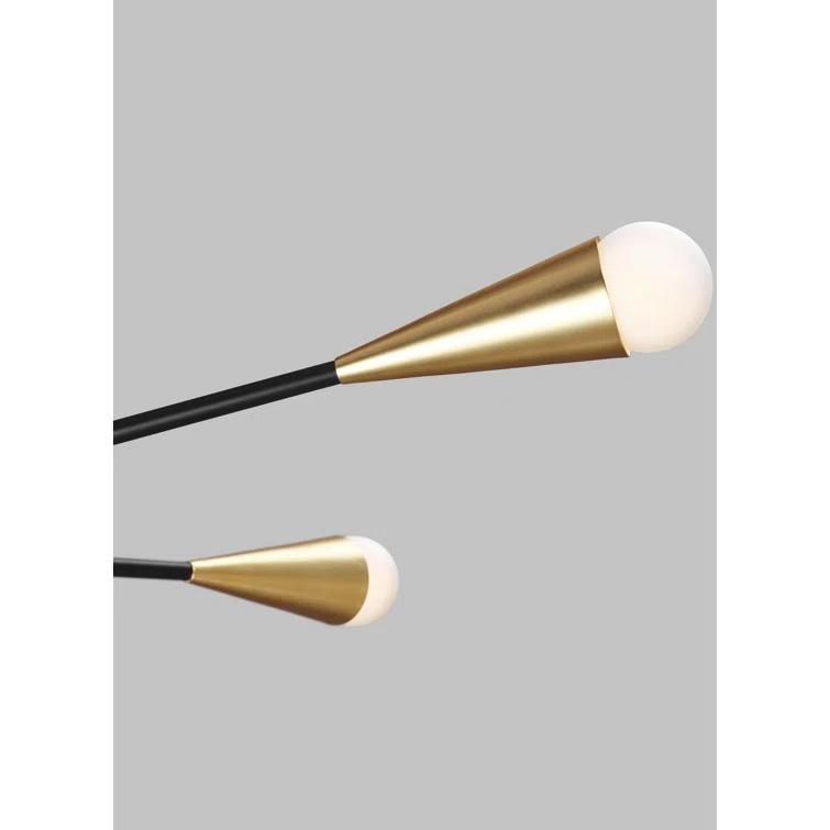 Midnight Black 10-Light Sputnik Chandelier with Brass Accents