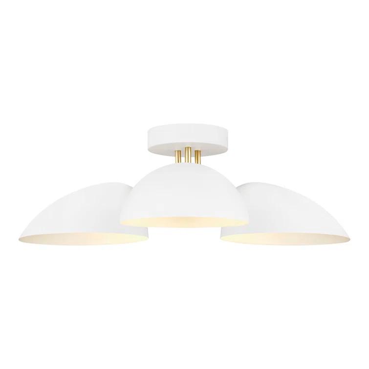 Ellen DeGeneres Matte White Brass 3-Light Indoor/Outdoor Bowl Pendant