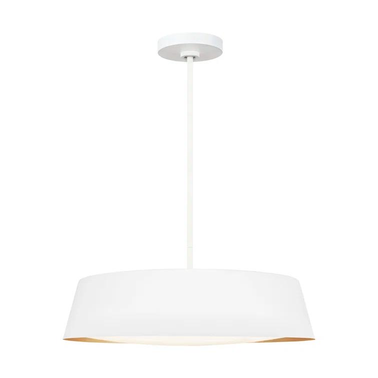 Matte White Glass Drum Pendant Light with Silk Shade