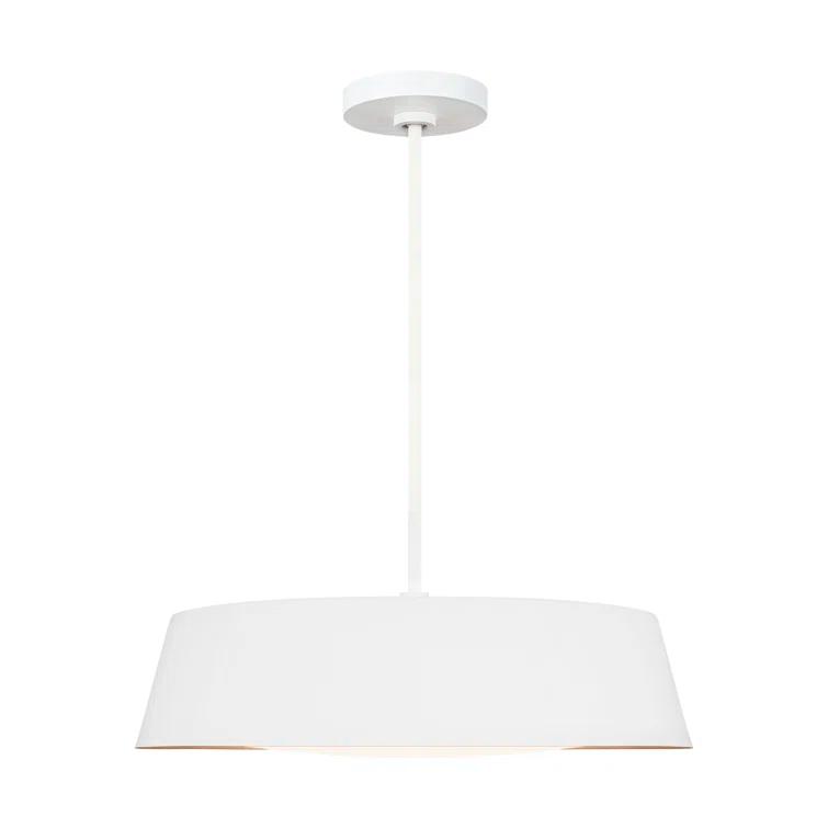 Matte White Glass Drum Pendant Light with Silk Shade