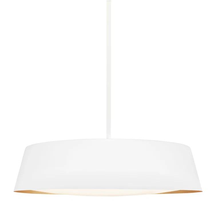 Matte White Glass Drum Pendant Light with Silk Shade
