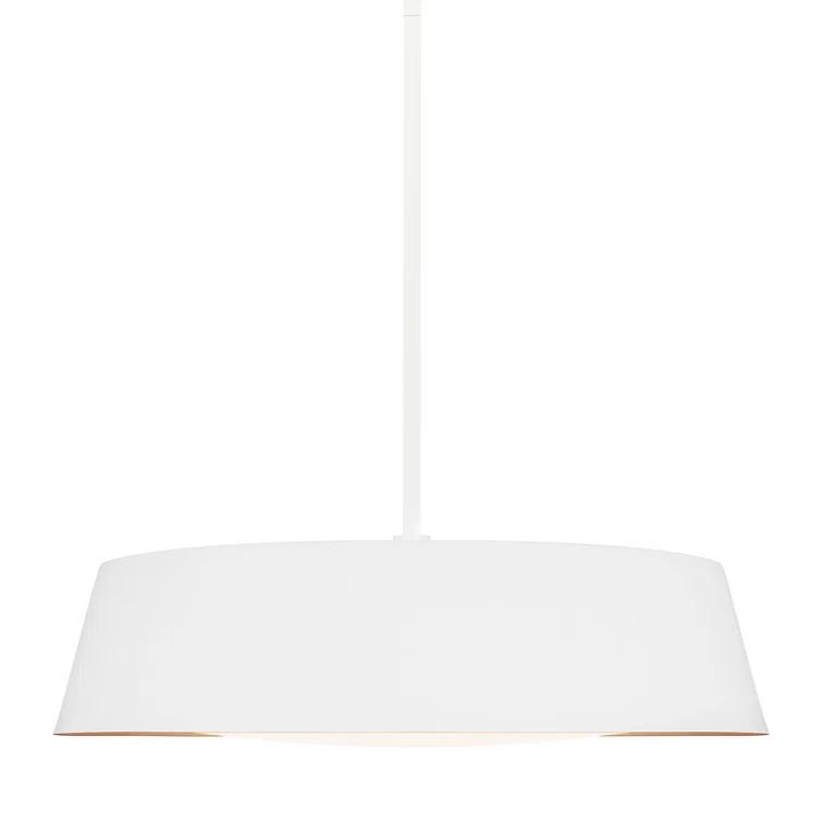 Matte White Glass Drum Pendant Light with Silk Shade