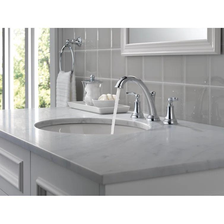 Woodhurst Widespread Bathroom Faucet 3 Hole, 2-handle Bathroom Sink Faucet with Drain Assembly