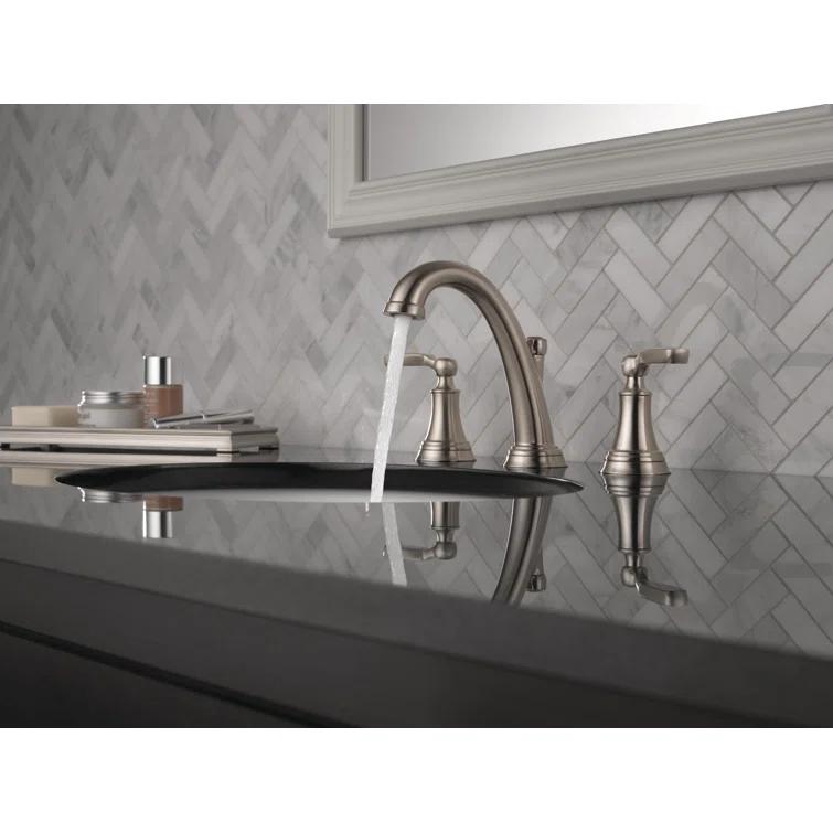 Woodhurst Widespread Bathroom Faucet 3 Hole, 2-handle Bathroom Sink Faucet with Drain Assembly