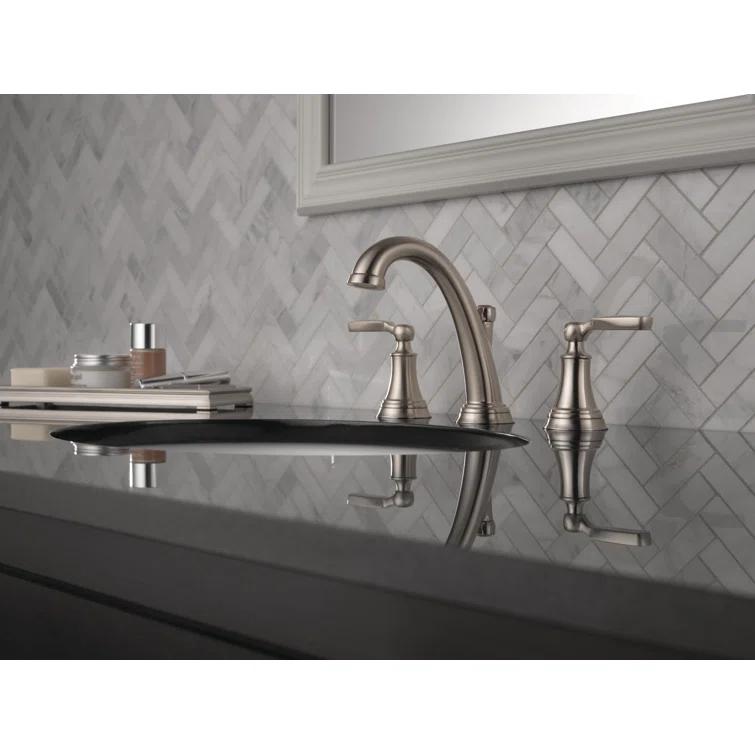 Woodhurst Widespread Bathroom Faucet 3 Hole, 2-handle Bathroom Sink Faucet with Drain Assembly