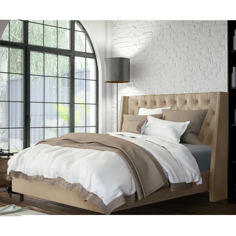 Annabel Upholstered Wingback Bed