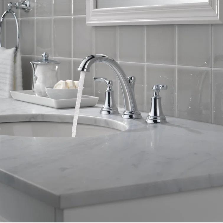 Woodhurst Widespread Bathroom Faucet 3 Hole, 2-handle Bathroom Sink Faucet with Drain Assembly