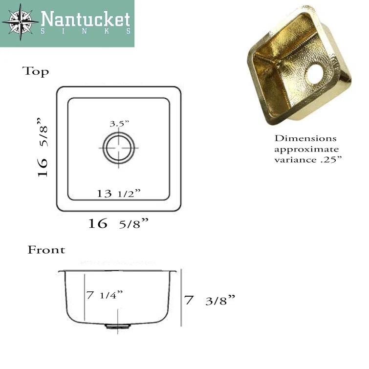 Brightwork 17" x 17" Hand-Hammered Dual Mount Kitchen/Bar Sink