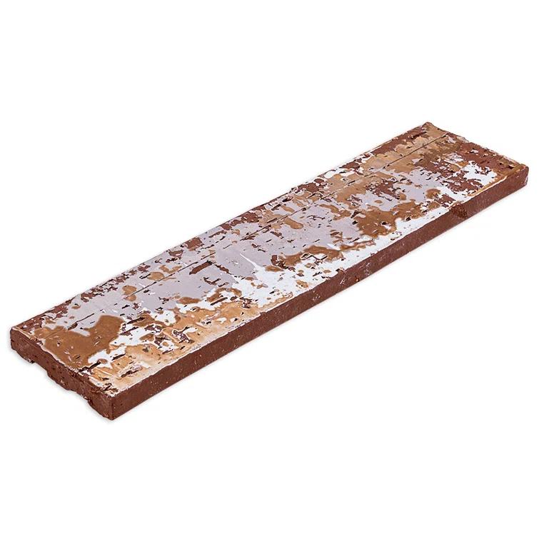 Metro 2" x 9" Terra Cotta Subway Tile in Red/White