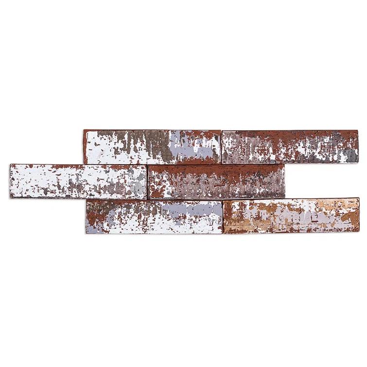 Metro 2" x 9" Terra Cotta Subway Tile in Red/White