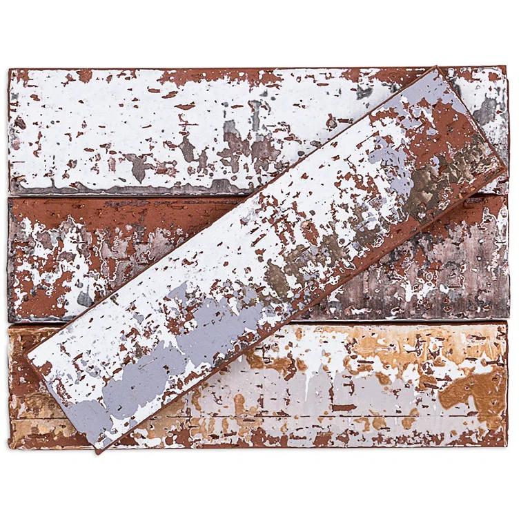 Metro 2" x 9" Terra Cotta Subway Tile in Red/White