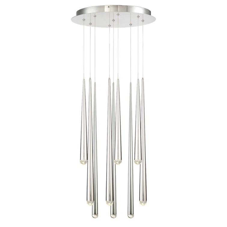 Cascade 9 - Light Polished Nickel LED Cluster Pendant