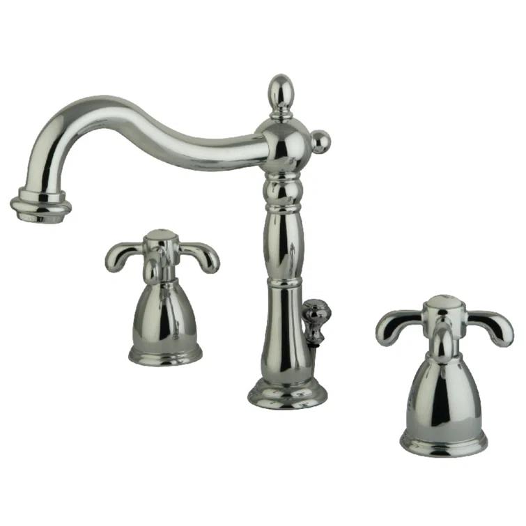 Kingston Brass KB1971TX Kingston Brass French Country Two-Handle 3-Hole Deck Mount Widespread Bathroom Faucet with Pop-Up Drain
