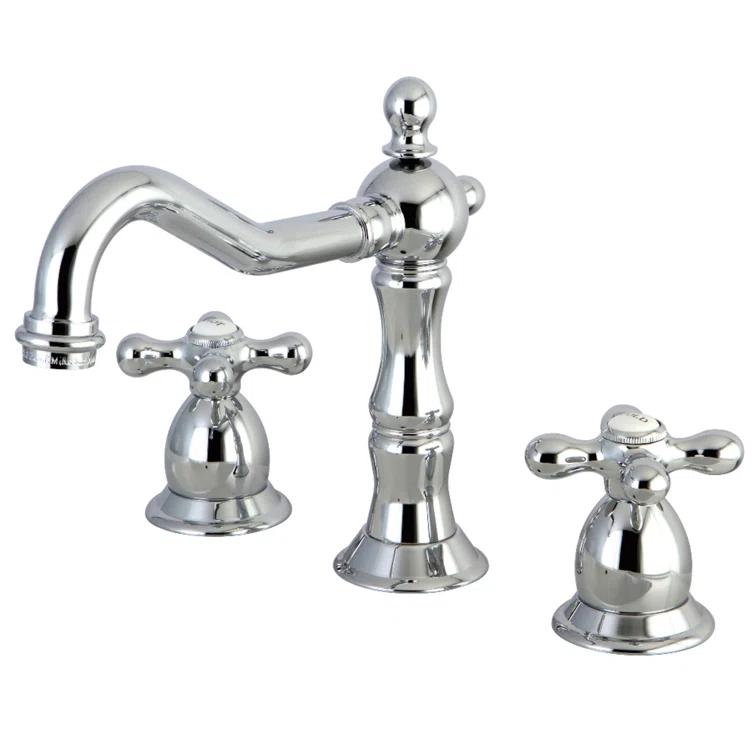 Kingston Brass ES1971AX Kingston Brass Heritage Two-Handle 3-Hole Deck Mount Widespread Bathroom Faucet with Brass Pop-Up Drain