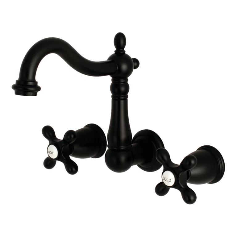 Kingston Brass Heritage Two-Handle 3-Hole Wall Mount Bathroom Faucet