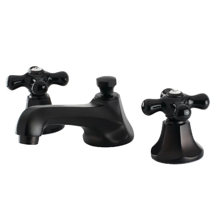 Kingston Brass Duchess Two-Handle 3-Hole Deck Mount Widespread Bathroom Faucet with Brass Pop-Up Drain