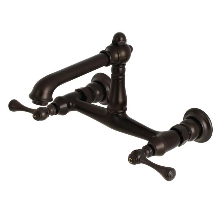 Kingston Brass KS7245BL Kingston Brass English Country Two-Handle 2-Hole Wall Mount Bathroom Faucet