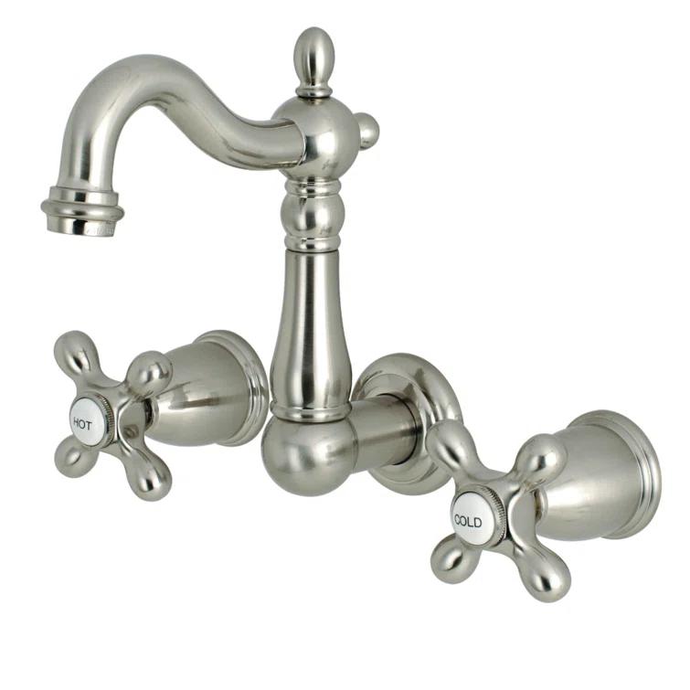 Kingston Brass Heritage Two-Handle 3-Hole Wall Mount Bathroom Faucet