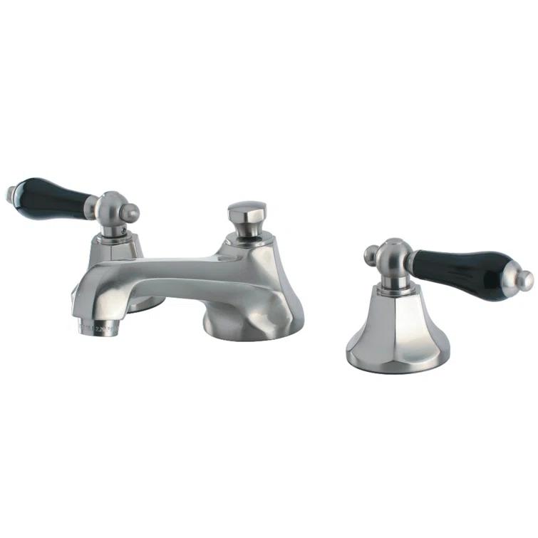 Kingston Brass KS4468PKL Kingston Brass Duchess Two-Handle 3-Hole Deck Mount Widespread Bathroom Faucet with Brass Pop-Up Drain