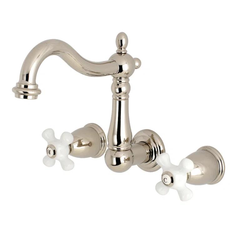 Kingston Brass Heritage Two-Handle 3-Hole Wall Mount Bathroom Faucet