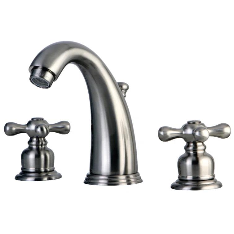 Kingston Brass Victorian Two-Handle 3-Hole Deck Mount Widespread Bathroom Faucet with Retail Pop-Up Drain