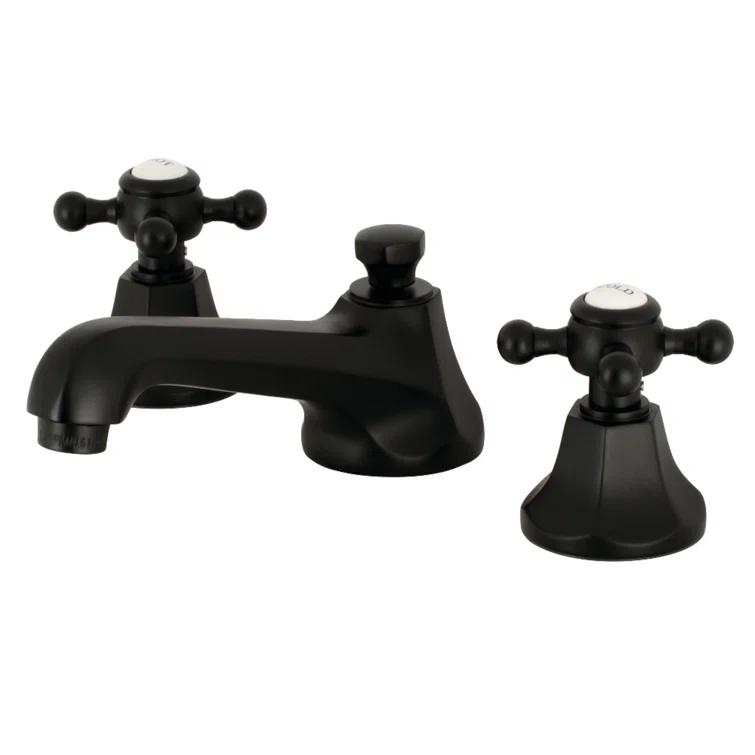 Kingston Brass KS4460BX Kingston Brass Metropolitan Two-Handle 3-Hole Deck Mount Widespread Bathroom Faucet with Brass Pop-Up Drain